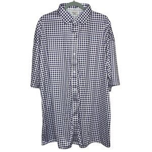 Collars & Co Polo Shirt Mens M Purple Gingham Plaid Button Up Quattro Flex NEW